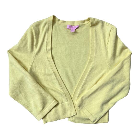 Lilly Pulitzer Open Cardigan Sweater Yellow Cotton Blend Girl's Size Medium - Picture 1 of 4